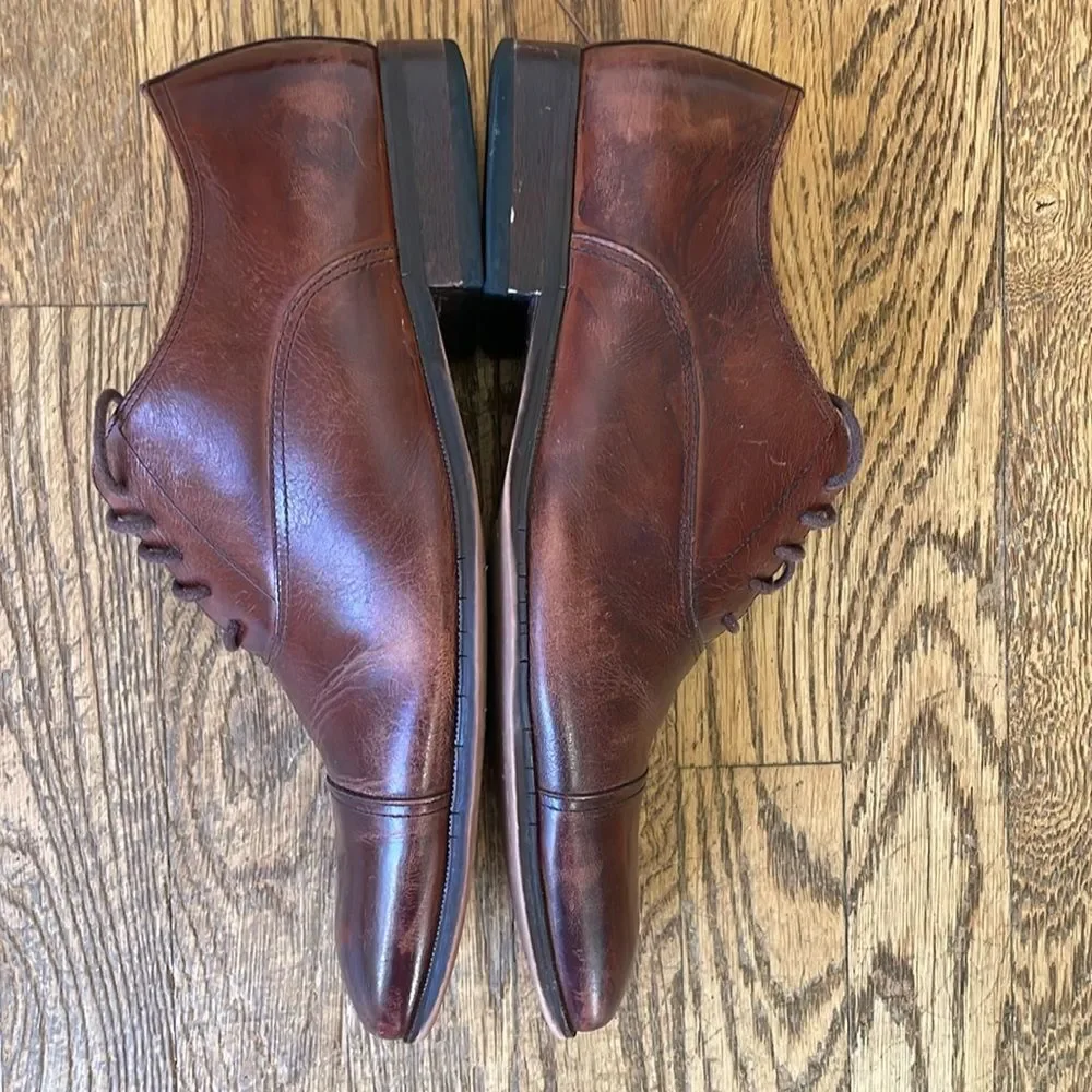 Florsheim Mens Cognac Brown Leather Oxford Cap Toe Lace Up Dress Shoes Size 10 D